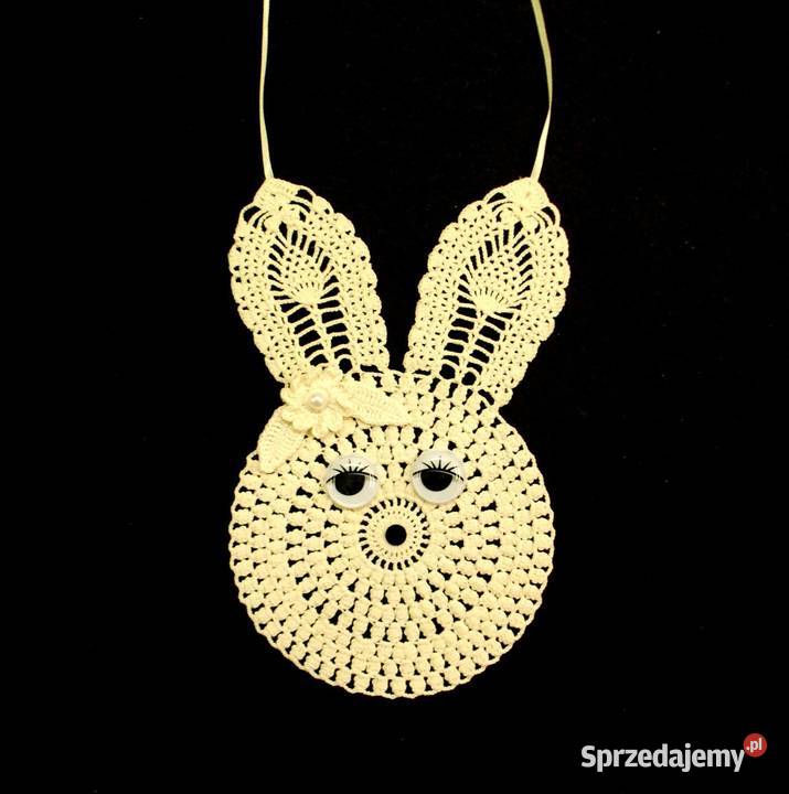 Zawieszka ozdoba na okno szydełkowa Zajączek Wielkanoc Kluczbork