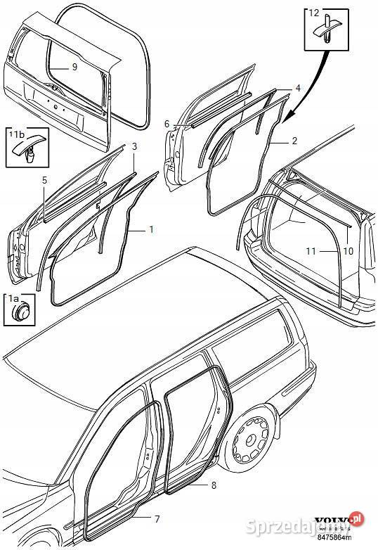 VOLVO XC70 uszczelka karoseryjna drzwi prawy tyl Gadgety motoryzacyjne Bielany Wrocławskie