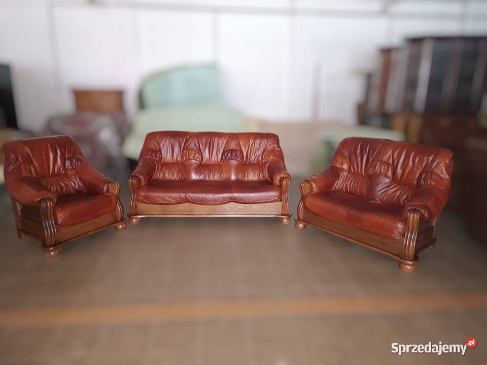 Nowy Komplet 321 Stylowy SKÓRA NATURALNA Dąb sprzedam