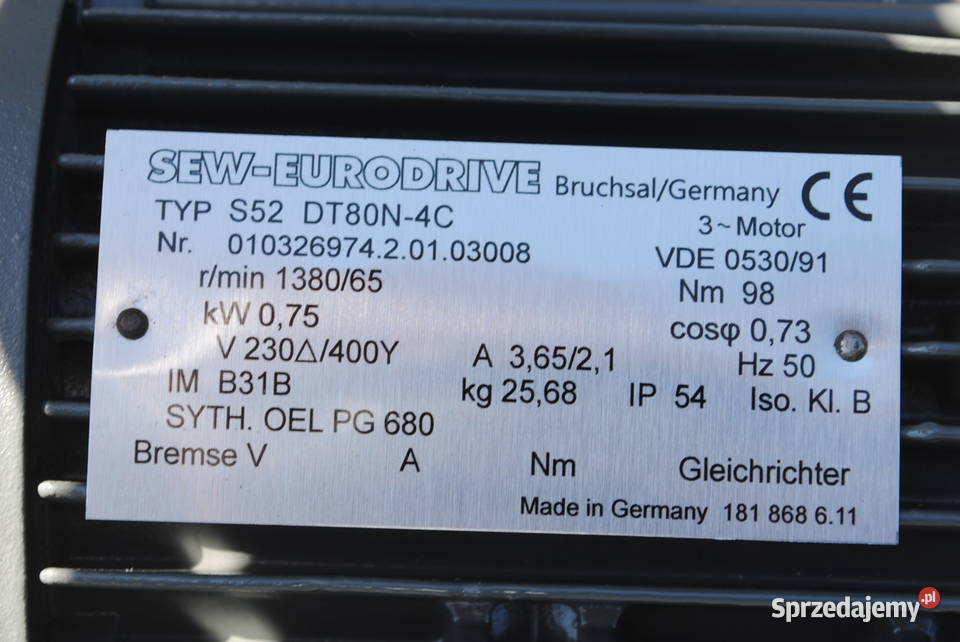 Motoreduktor kątowy 075kw 65obrmin Firmy Pozostałe Kargowa