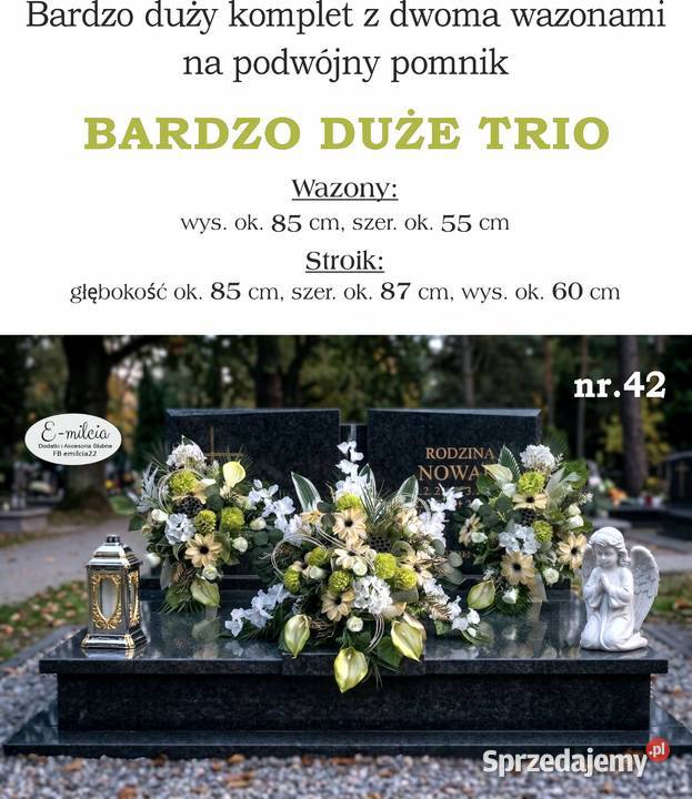DUŻY KOMPLET TRIO 2x wazon i duży stroik na Zielona Góra