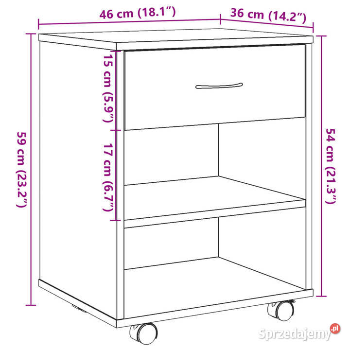 Szafka na kółkach stare drewno 46x36x59 WM856660 mazowieckie Warszawa