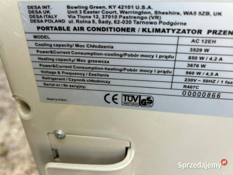 KLIMATYZATOR przenosny DESA AC 12 EH 395 Warszawa