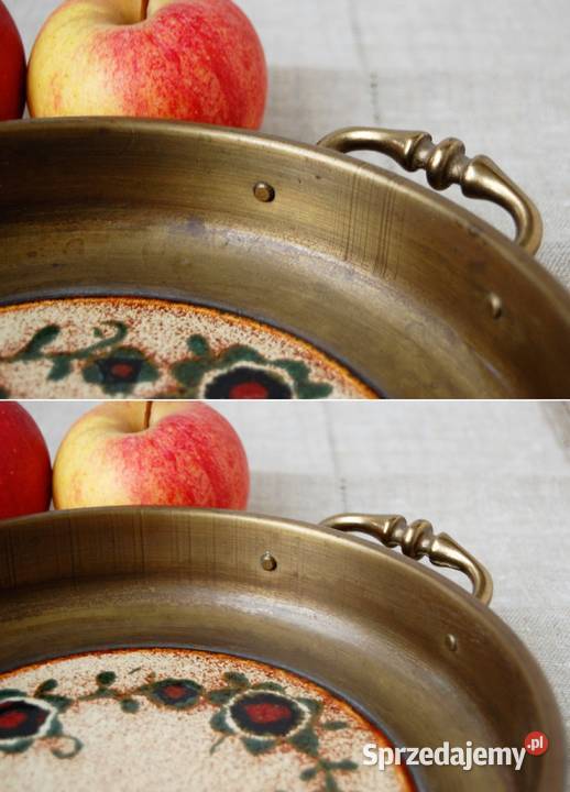 Patera mosiężna mosiądz ceramika Szwajcaria Lublin