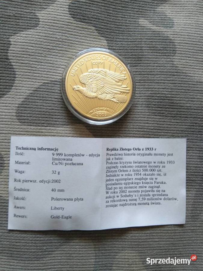 25 Replika amerykańskiej monety złotego orła z Chrząstawa Mała