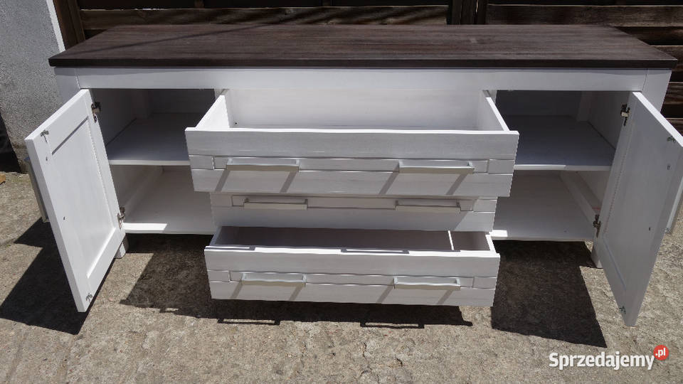 Komoda drewniana kredens biała duża szer201