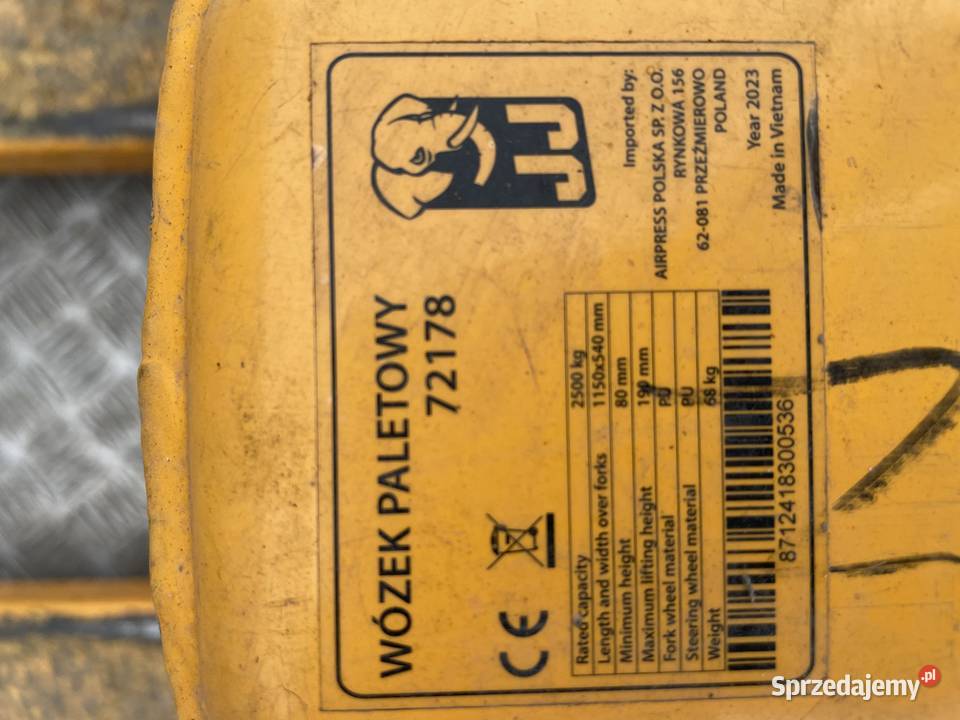 Paleciak Długi Duży Wózek Paletowy kujawsko-pomorskie Inowrocław