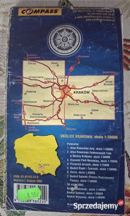 Krakowa 150 000 Compass mapa turystyczna Kraków