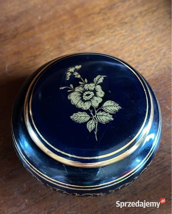 Puzderko z ciemnego kobaltu Na białej porcelanie Gdańsk sprzedam