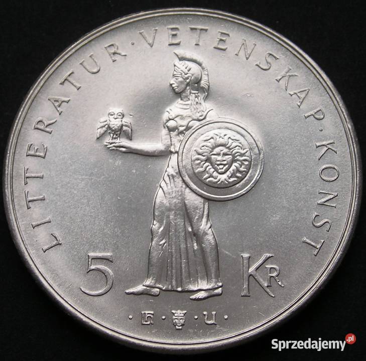 SZWECJA 5 KORON 1962 KRÓL GUSTAW VI ADOLF SREBRO Łódź