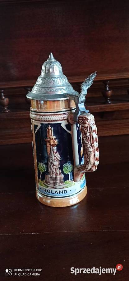 Kufel do piwa z cynową pokrywką Rathaus Bremen Gdańsk