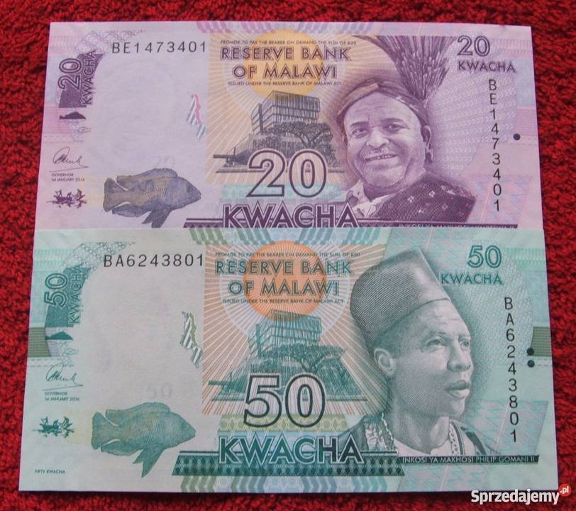 MALAWI Kolekcjonerskie Banknoty 2 sztuki UNC Numizmatyka Katowice