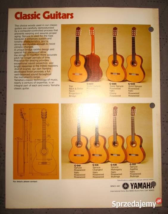Yamaha Guitars Folk Classic Catalog katalog Kępice