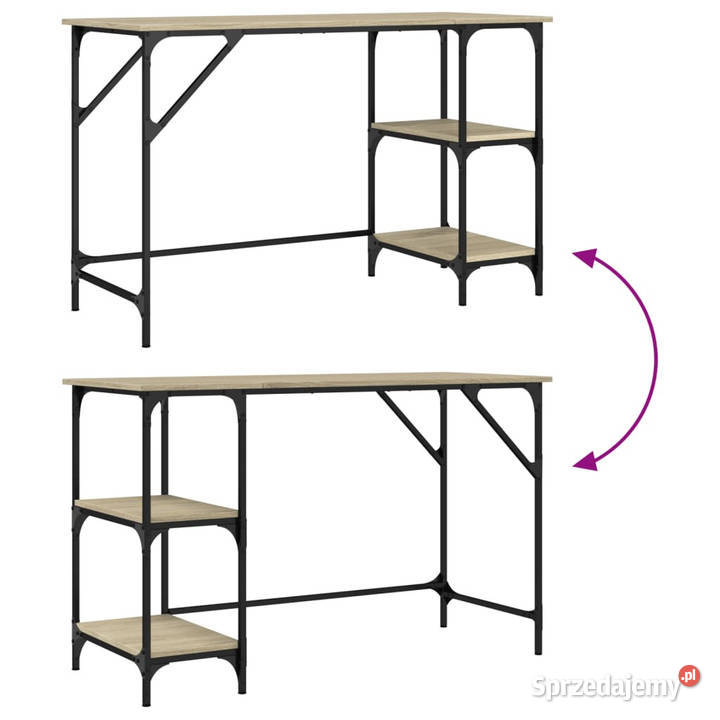 Biurko dąb sonoma 120x50x75 metal i materiał Warszawa