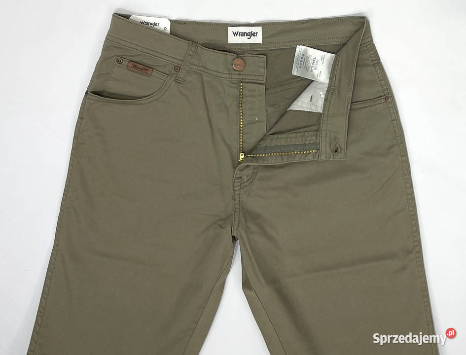 Spodnie męskie Wrangler Texas Slim Dusty Olive zielony sprzedam