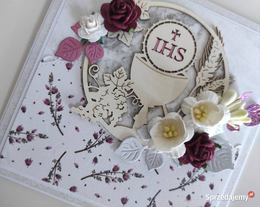 Kartka ręcznie robiona Komunia Święta z Łódź