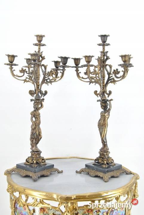 Dwa Świeczniki z Mosiądzu Mosiądz Kobiety