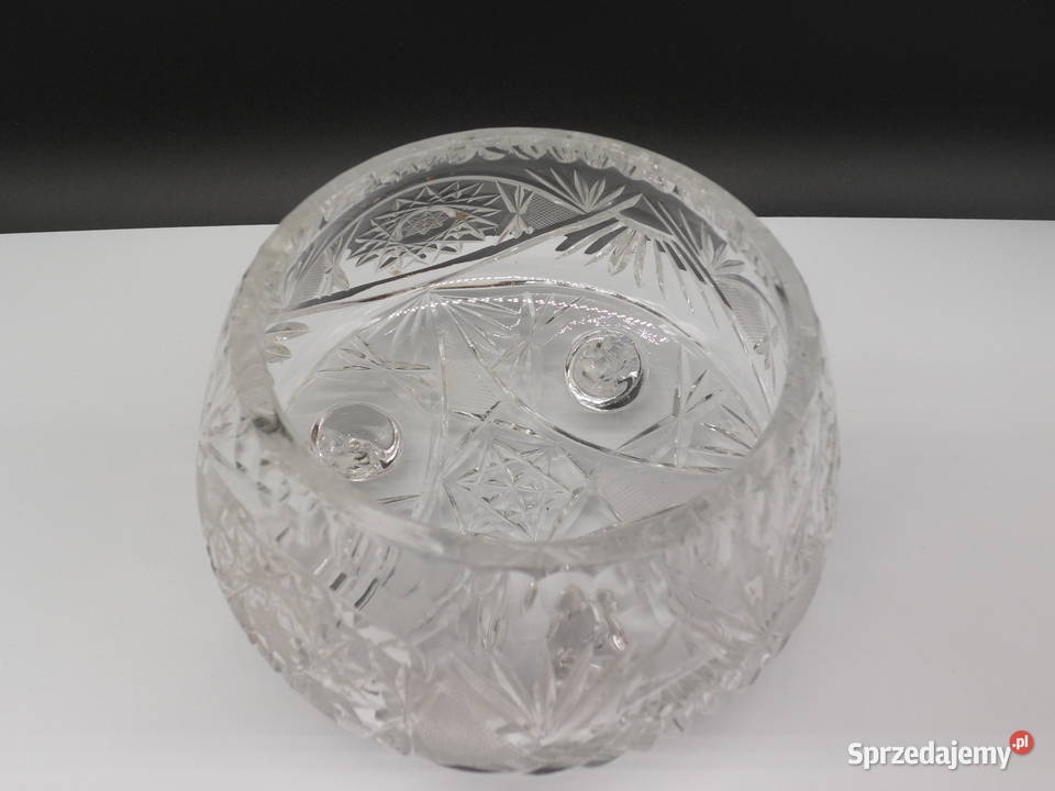 Kryształowa Misaowocarka na nóżkach PRL Ręczny Porcelana i szkło wielkopolskie Raszków