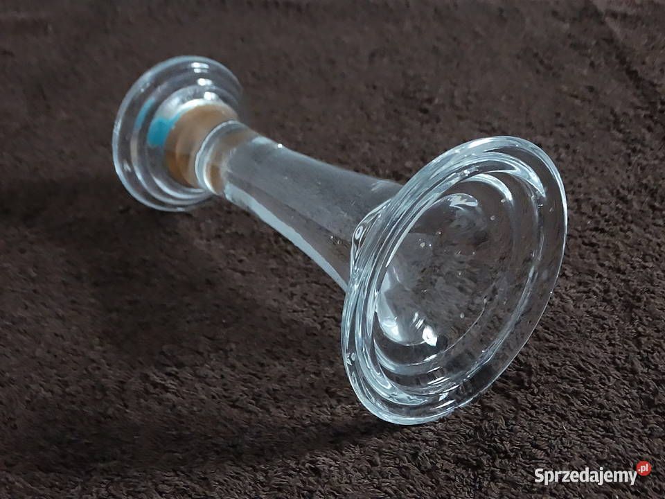 Elegancki szklany świecznik Solidne grube szkło Biłgoraj