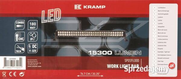 Lampa robocza długa LED 180W 15300lm prostokątna Kamionna