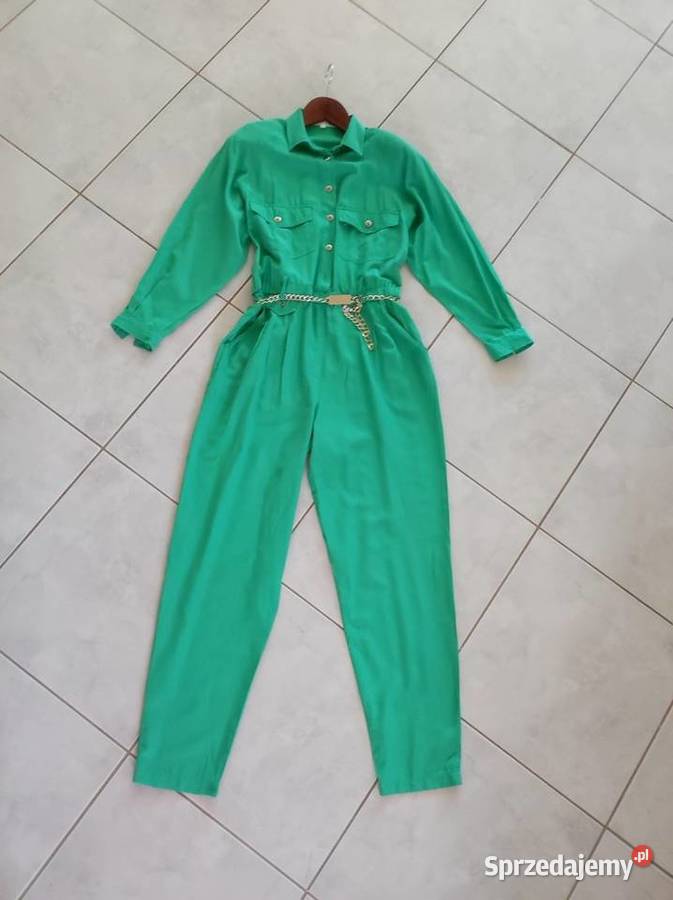 LXL kombinezon modny letni zapinany elegancki zielony