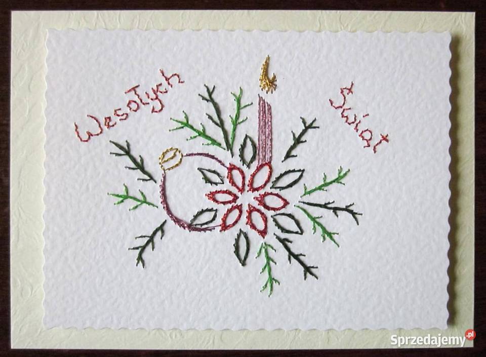Kartki haftowane Bożonarodzeniowe na Boże Świdnik