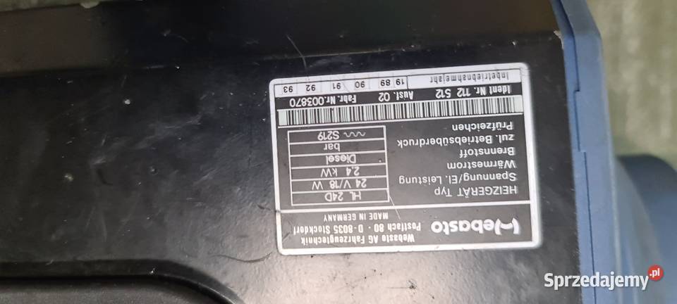 Ogrzewanie Webasto HL24 HL 24 V 18W 24kw Diesel Rok produkcji 1993 Ogrzewanie postojowe wielkopolskie