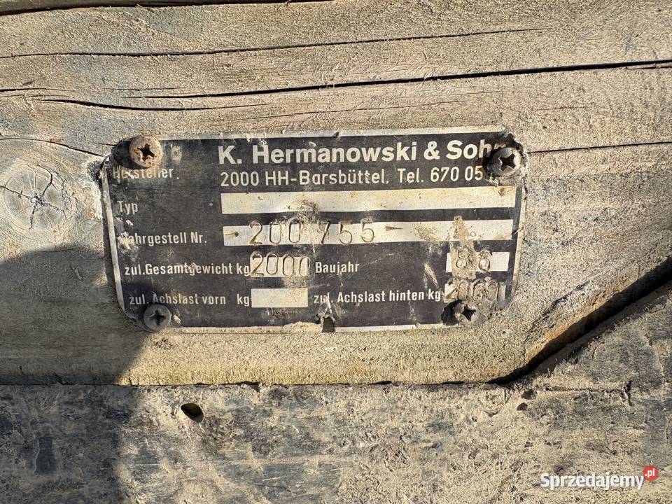 Pozostałości przyczepie samochodowej DMC 2000 towarowe świętokrzyskie Łopuszno sprzedam