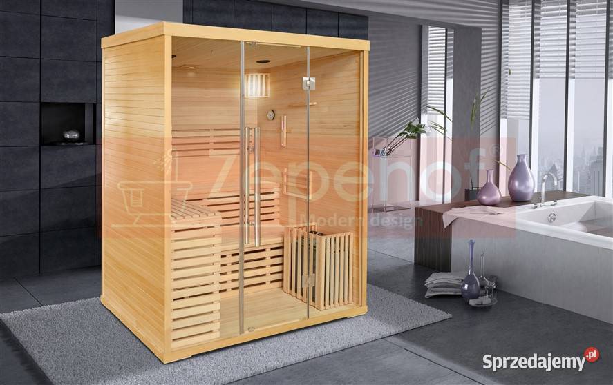 Sauna fińska sucha z piecem 1800x1500mm MOC 8 kW beżowy Pozostałe Grabówka