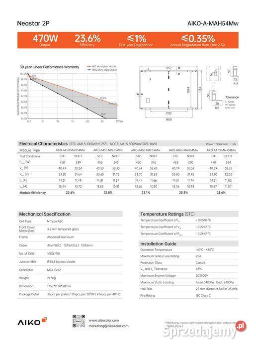 Panel fotowoltaiczny AIKO A465MAH54Mw 465 W full małopolskie
