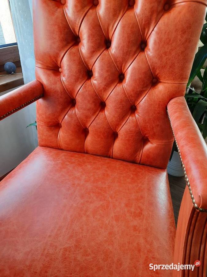 Fotel biurowy Chesterfield Postarzana skóra wielkopolskie Poznań sprzedam