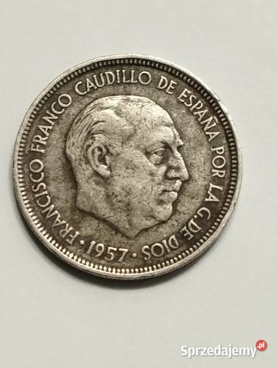 Sprzedam 2 monety Hiszpania 5 peset 1957r 65 i Numizmatyka Bydgoszcz