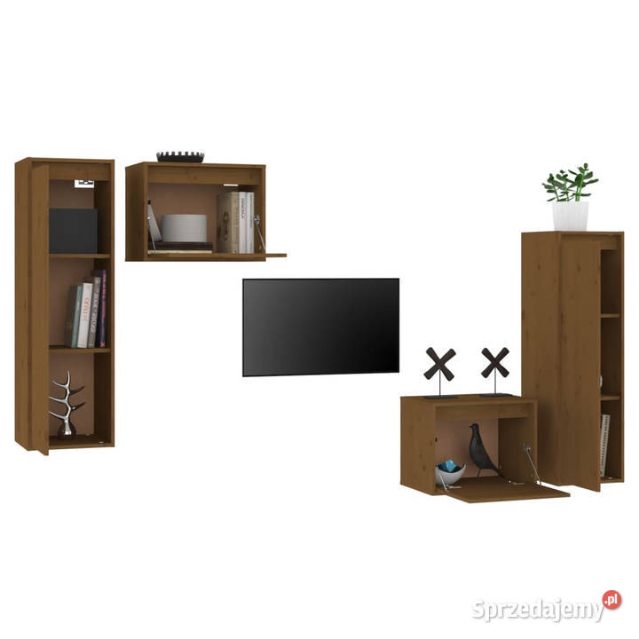 Szafki pod TV 4 miodowy brąz lite drewno sosnowe Warszawa sprzedam