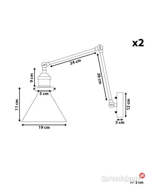 Zestaw 2 lamp ściennych Regulowana Metal Złoty Świdnica