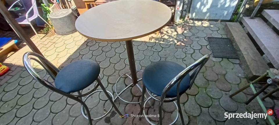 Stolik barowy okrągły kawowy krzesła hokery sprzedam