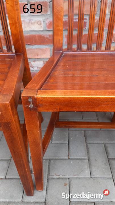 Krzesła tekowe drewniane 2 kolonialne twarde 104cm Krzesła Gawroniec sprzedam