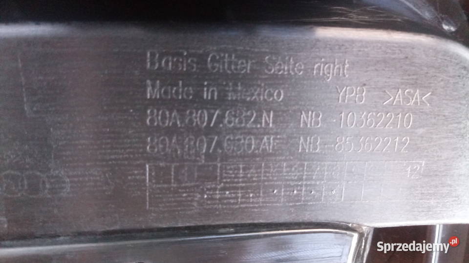 Kratka w zderzak Audi Q5 2021 Prawa mazowieckie Ożarów Mazowiecki