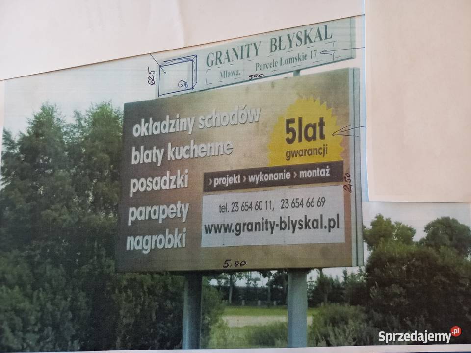 SZYLD dwustronny wym 500 x 250 Mława