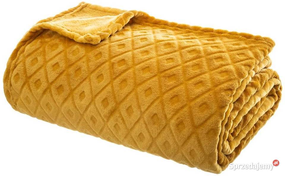 Narzuta na łózko pled ochra musztardowy 180 x