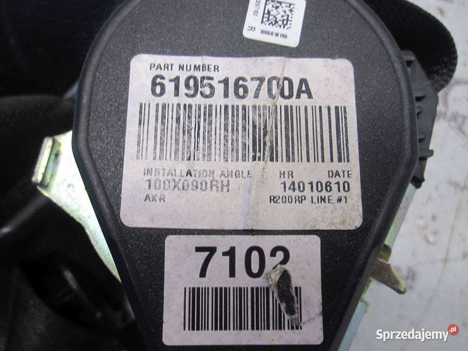 CHEVROLET CRUZE I 11r pas bezpieczeństwa prawy