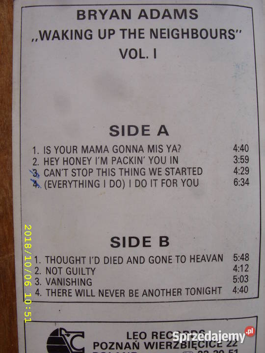 POP CD BRYAN ADAMS4 kasety dolnośląskie Wołów