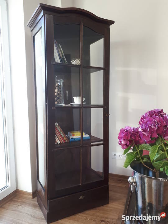 Piękna stara drewniana witrynakredens szkło Szafy, regały, półki Szczecin
