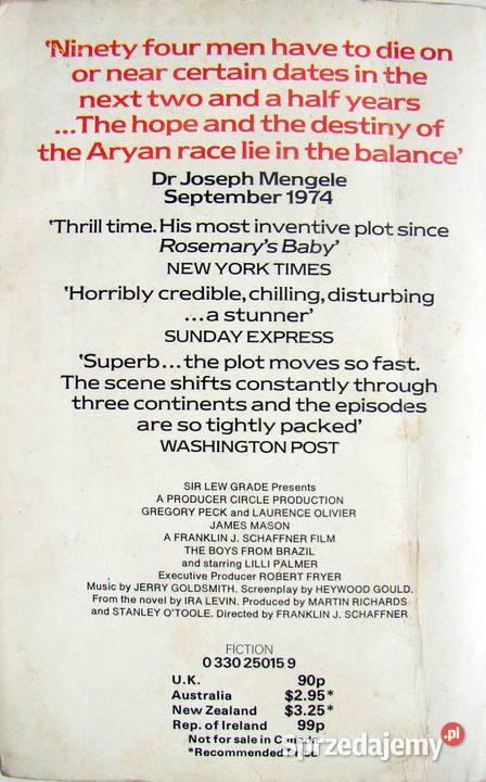 The Boys from Brazil Ira Levin Limanowa sprzedam