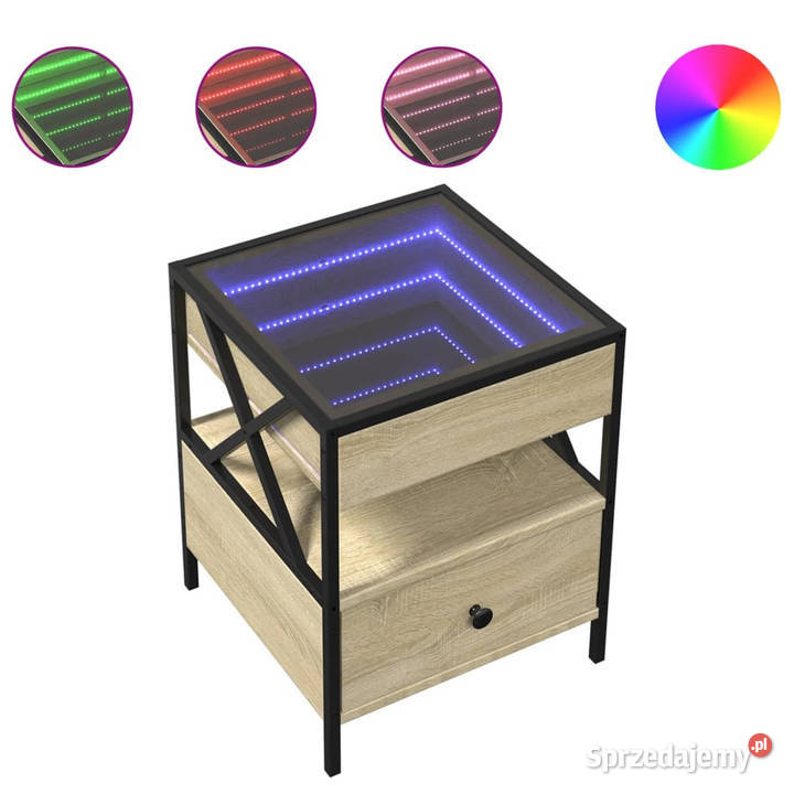 Stolik nocny z LED Infinity dąb sonoma 40x40x51 sprzedam