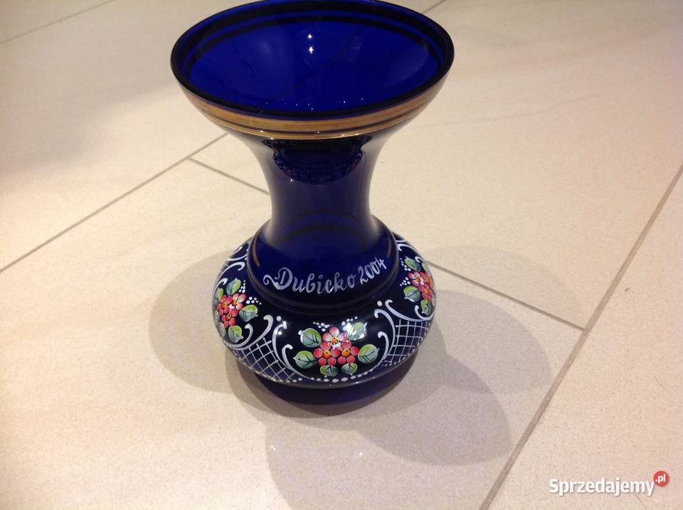 Wazon Kobaltowy Bohemia Stary Sygnowany Dubicko Nowa Sól