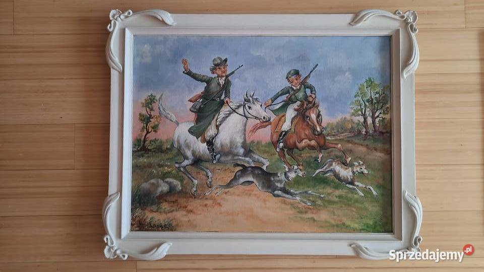 Obraz Polowanie w ramie 64 x 51 H Lange Poznań