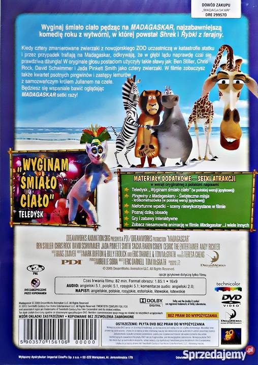 MADAGASKAR 1 2 3 PINGWINY Z MADAGASKARU 4 DVD Kalisz