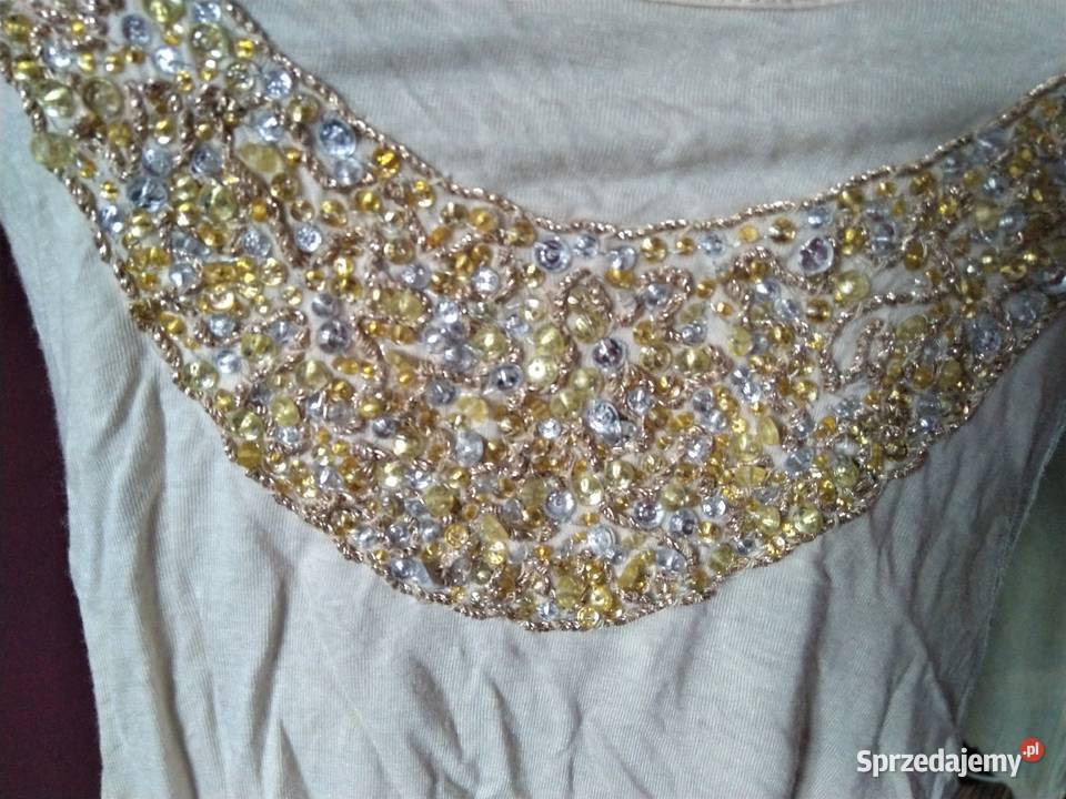 Letnia beżowa kremowa bluzka tunika asymetryczna Topy i koszulki Krosno