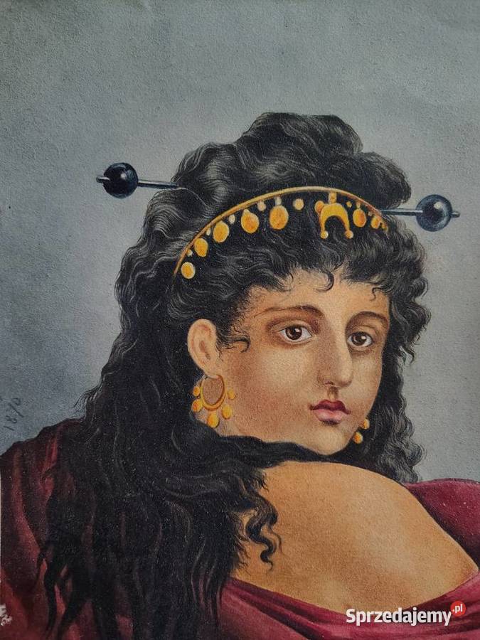 Stary obraz akwarela Kartuzy