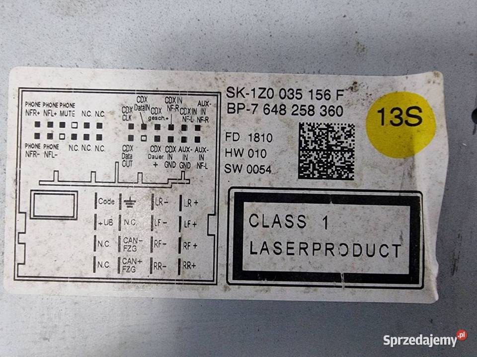 RADIO SKODA OCTAVIA II 1Z0035156F osobowe Lipno